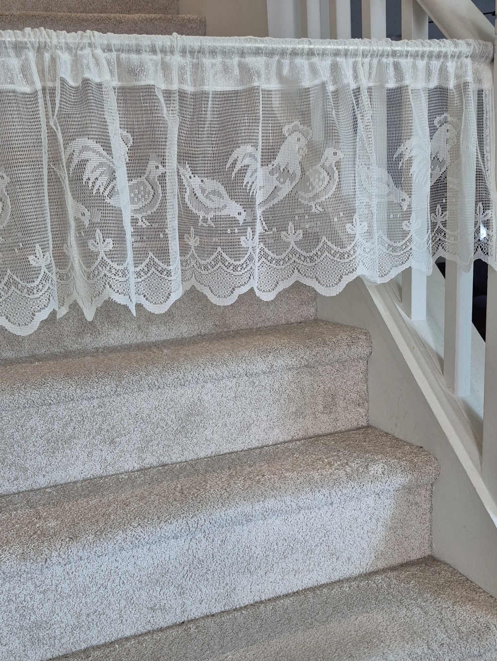 White Lace Rooster Valance Curtain 60x14